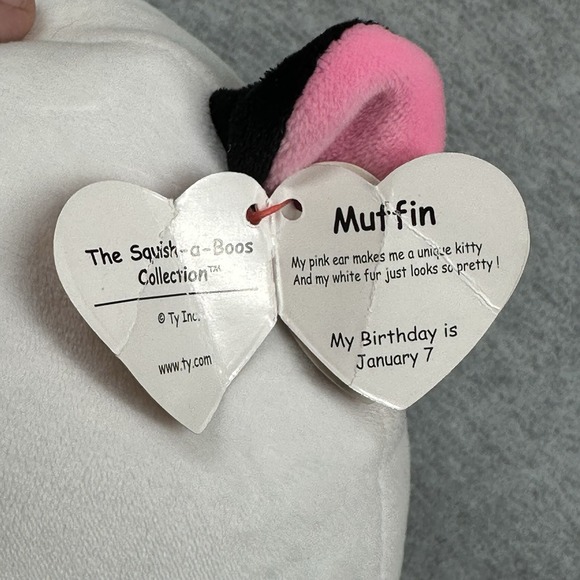 TY Squish-a-Boos Muffin Kitty Cat Plush 8 inch Kitty Pink Ears NWT NOTE - Picture 9 of 10